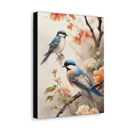 Birds & Spring Flower Blooms: Canvas Gallery Wraps