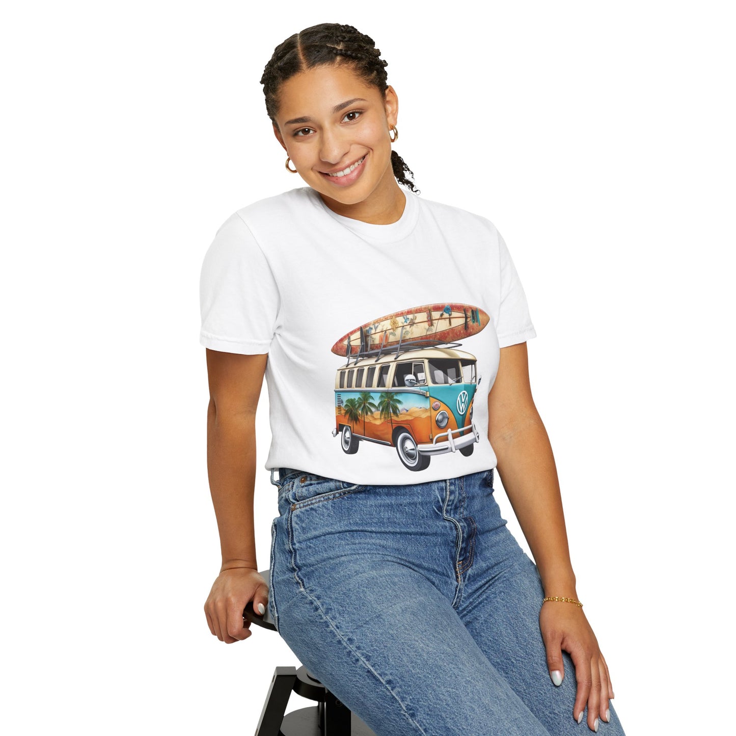 Retro Surf Van: Unisex Garment-Dyed T-shirt