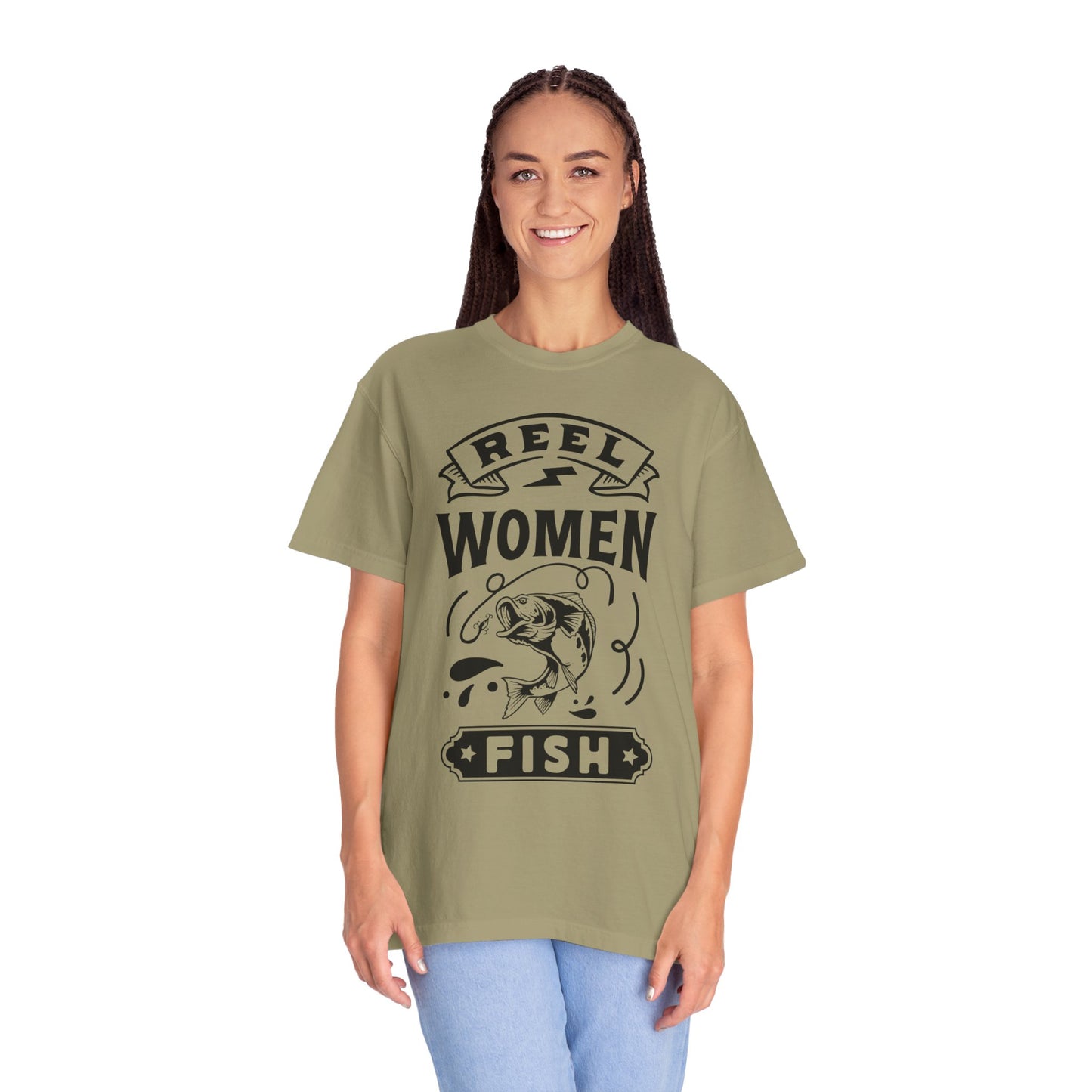 Reel women fish: Unisex Garment-Dyed T-shirt