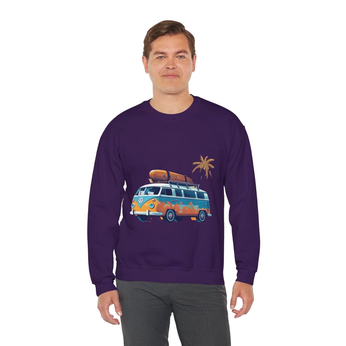 Retro Surf Van - Unisex Heavy Blend™ Crewneck Sweatshirt