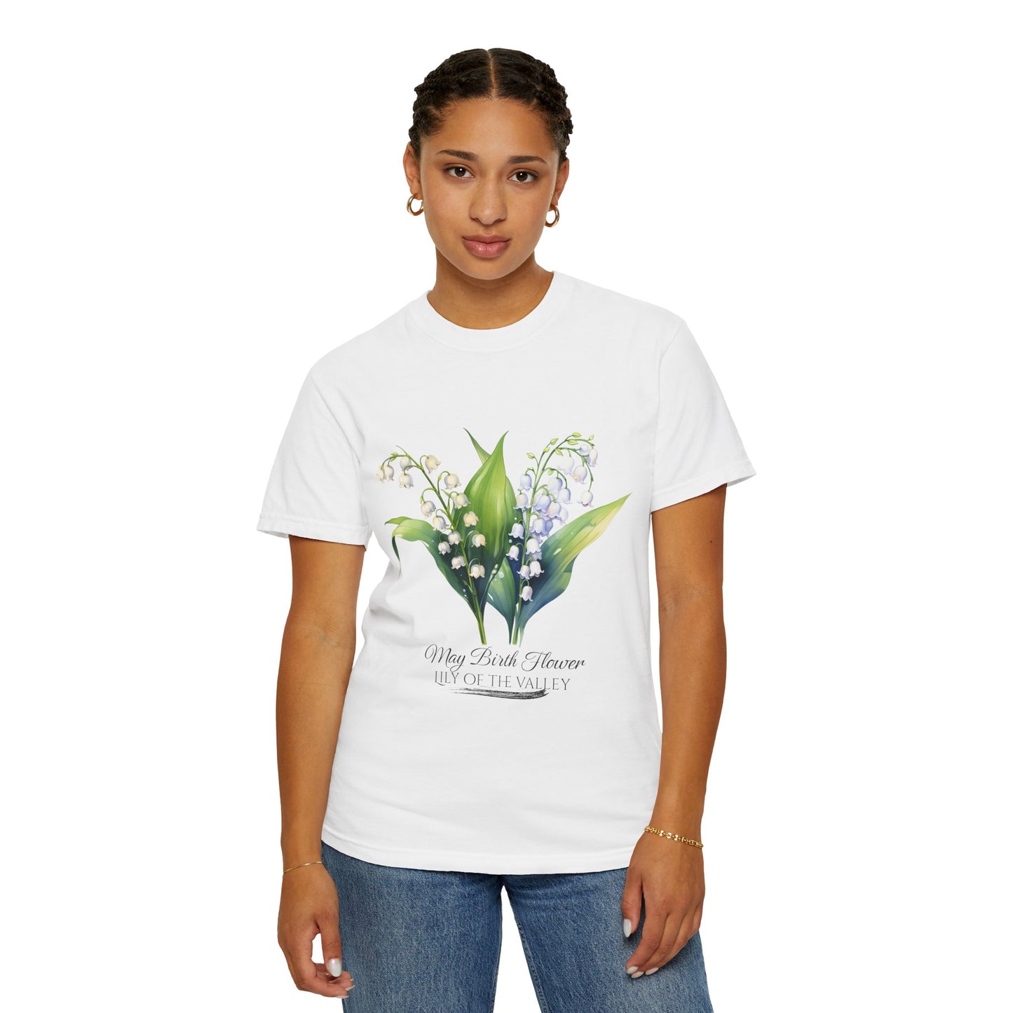 May Birth Flower "Lily of the Valley" - Unisex Garment-Dyed T-shirt