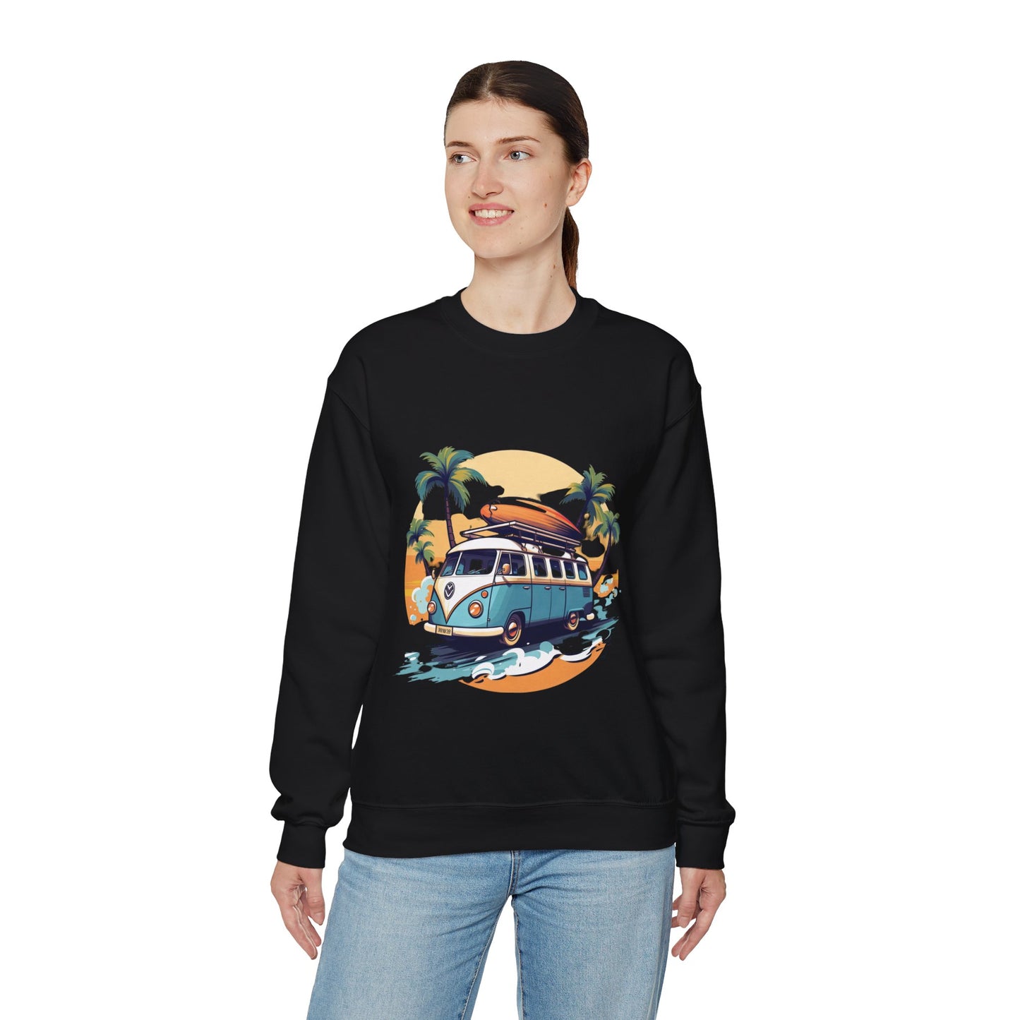 Retro Surf Van - Unisex Heavy Blend™ Crewneck Sweatshirt