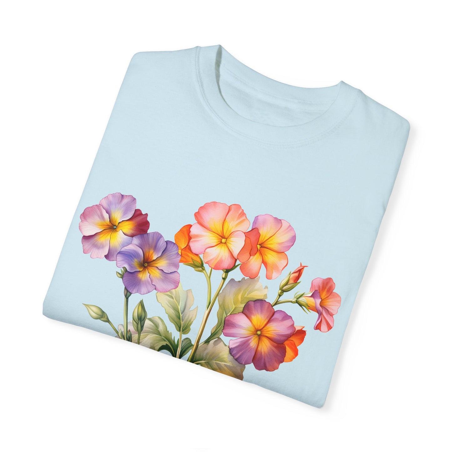 February Birth Flower "Primrose" - Unisex Garment-Dyed T-shirt