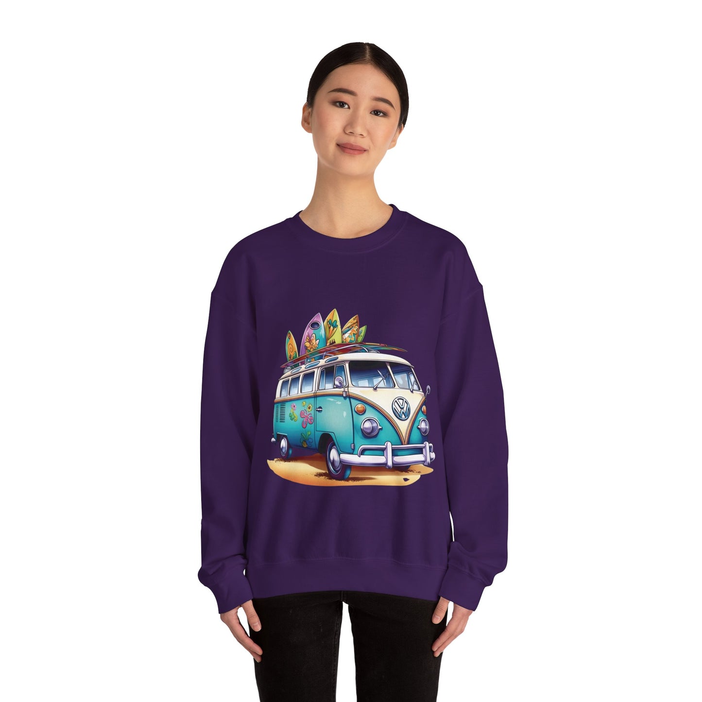 Retro Surf Van - Unisex Heavy Blend™ Crewneck Sweatshirt