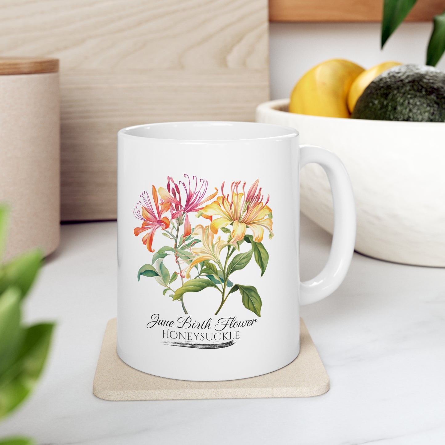 June Birth Flower (Honeysuckle): Ceramic Mug 11oz