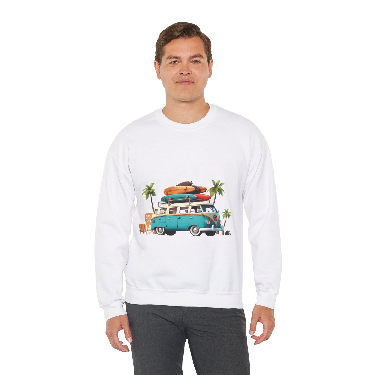 Retro Surf Van - Unisex Heavy Blend™ Crewneck Sweatshirt