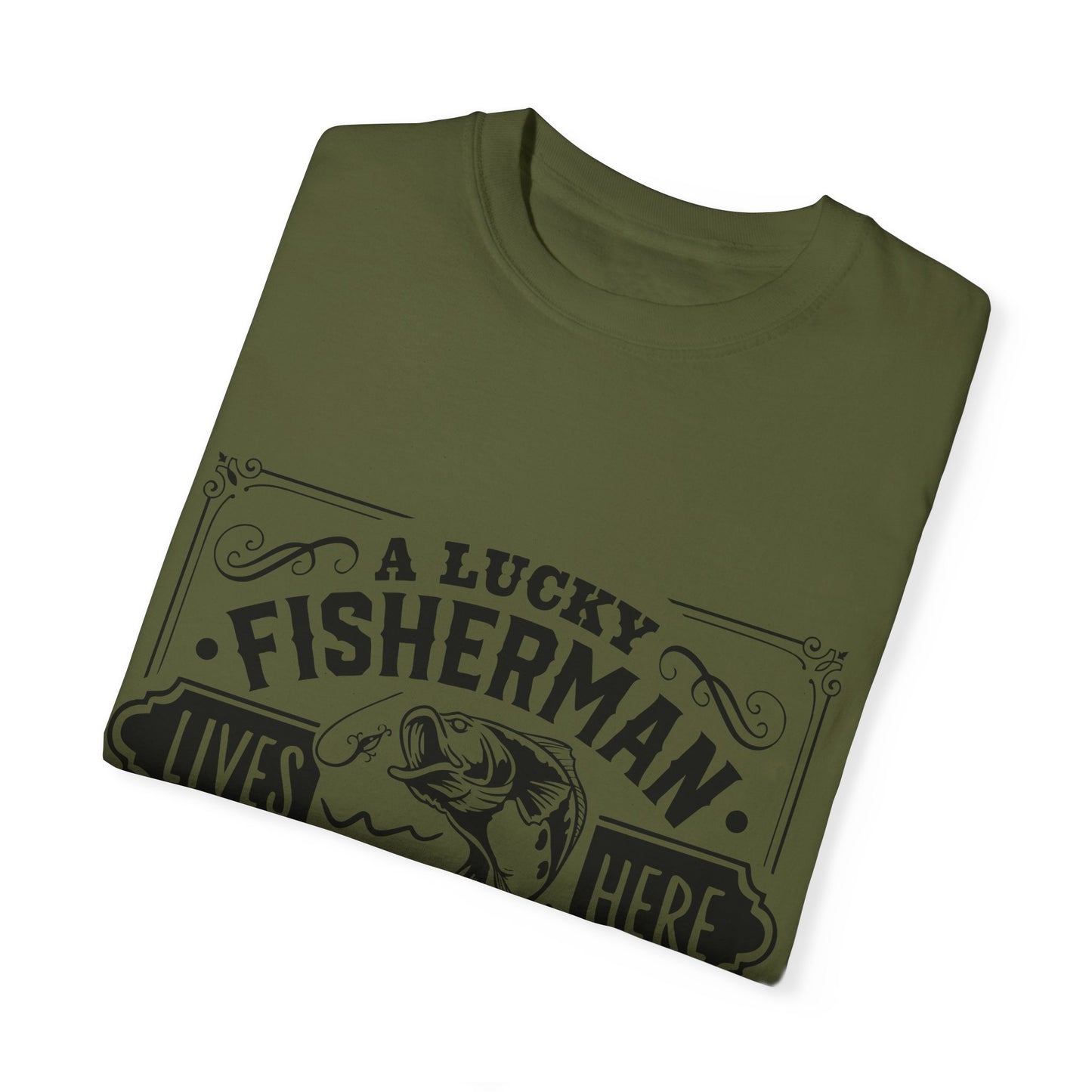 Fisherman lives here: Unisex Garment-Dyed T-shirt