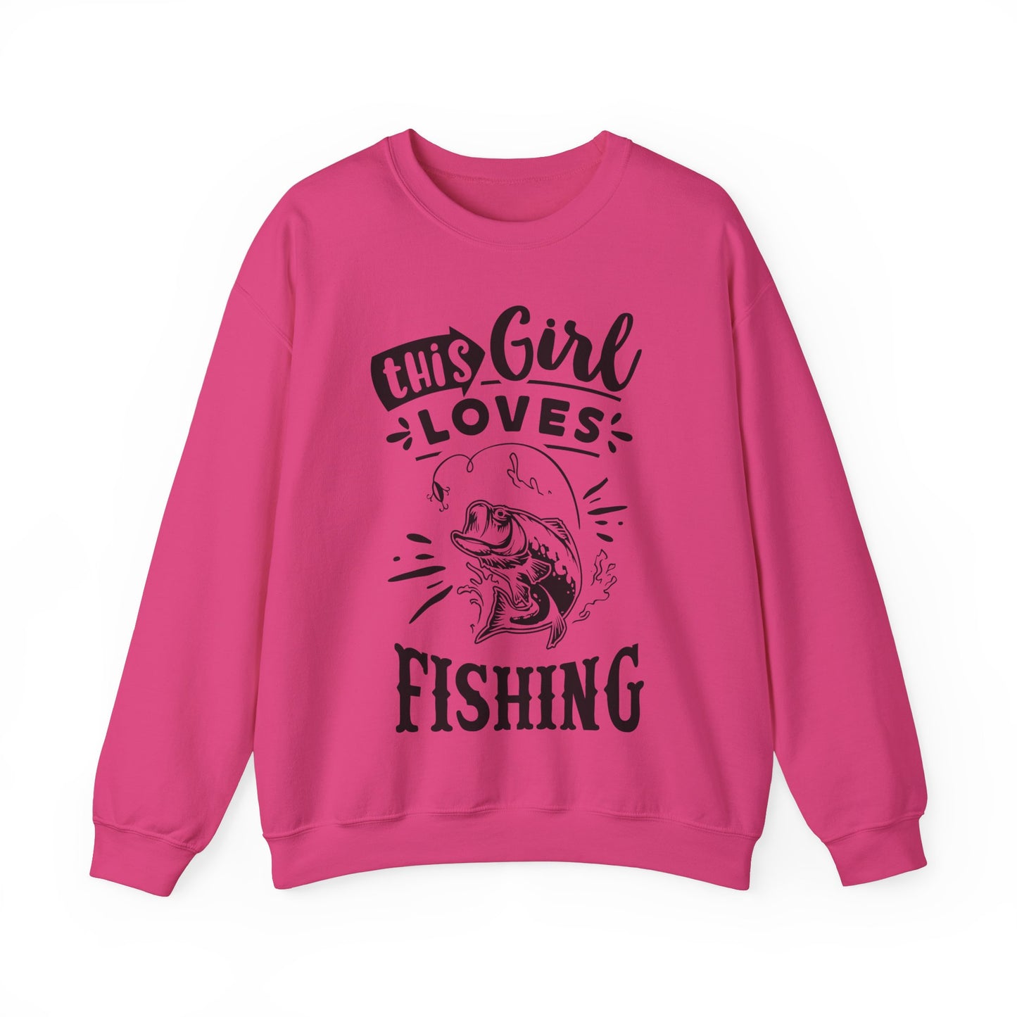 This girl loves fishing - Unisex Heavy Blend™ Crewneck Sweatshirt