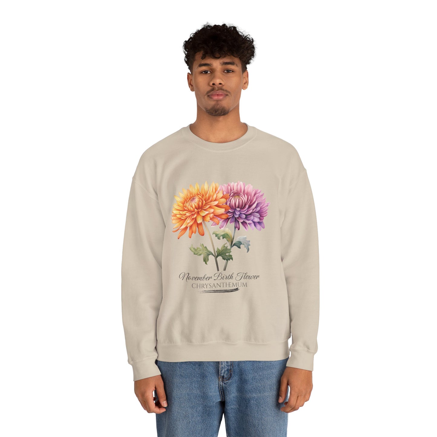 November Birth Flower (Chrysanthemum) - Unisex Heavy Blend™ Crewneck Sweatshirt