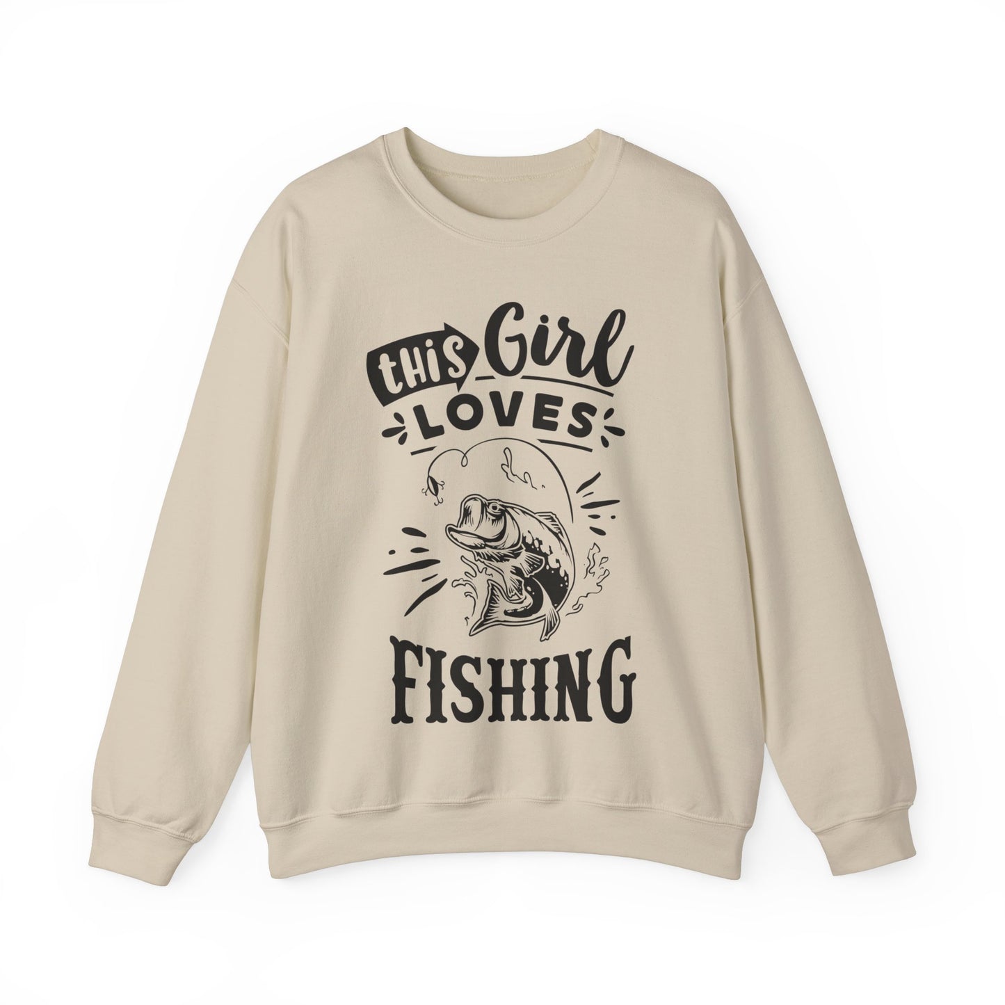 This girl loves fishing - Unisex Heavy Blend™ Crewneck Sweatshirt