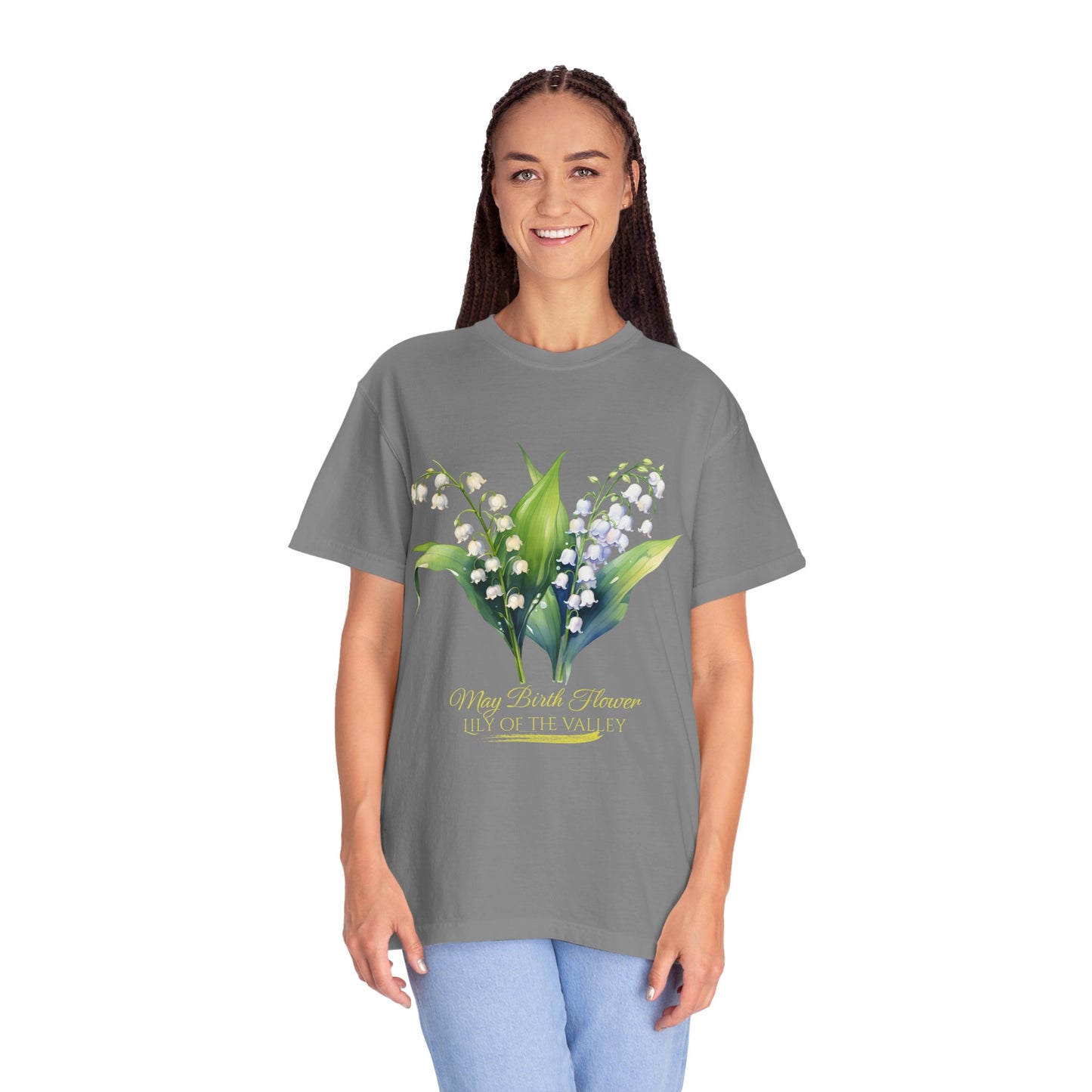 May Birth Flower "Lily of the Valley" (For Dark Fabric) - Unisex Garment-Dyed T-shirt