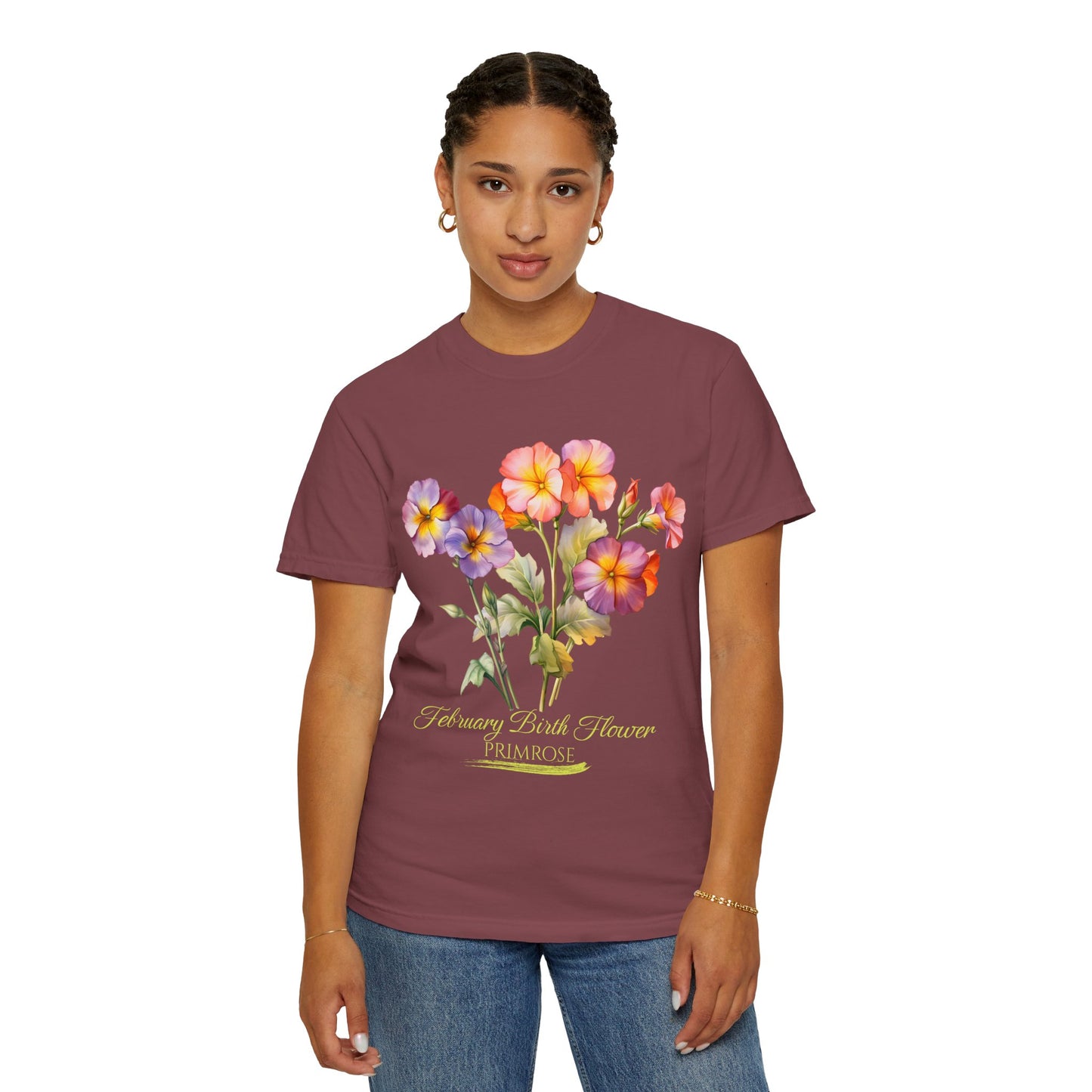 February Birth Flower "Violet" (For Dark Print) Unisex Garment-Dyed T-shirt