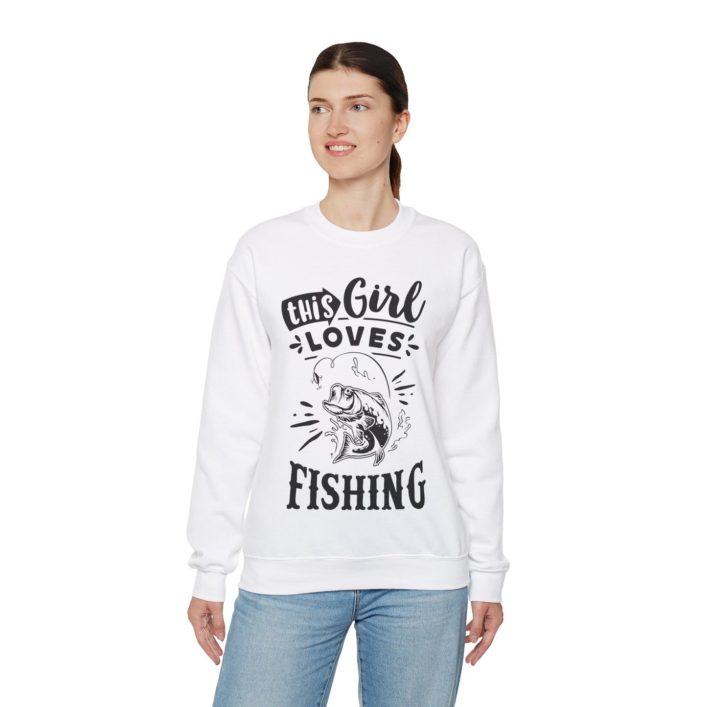 This girl loves fishing - Unisex Heavy Blend™ Crewneck Sweatshirt