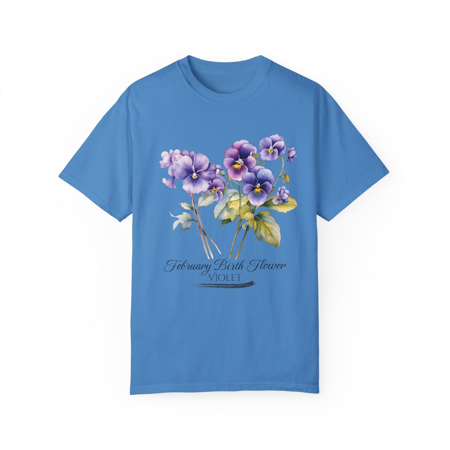 February Birth Flower "Violet" - Unisex Garment-Dyed T-shirt