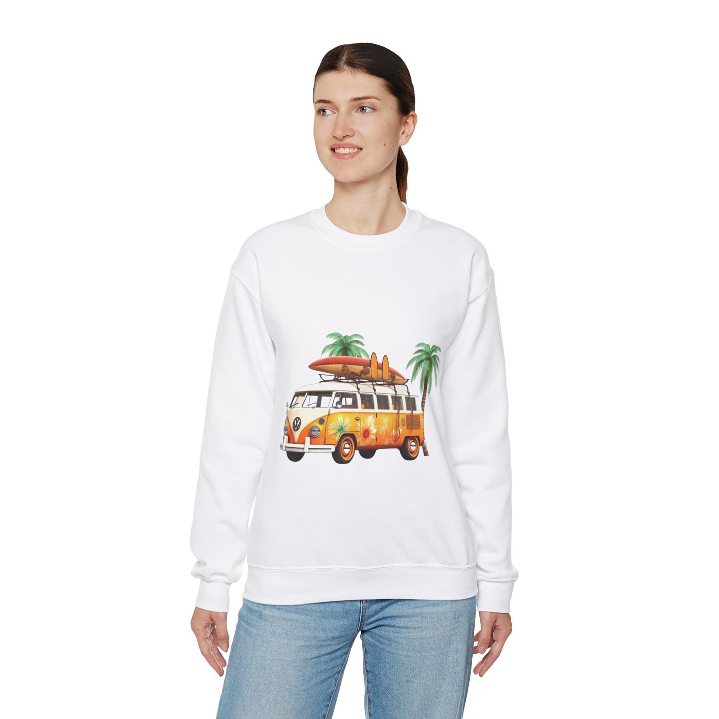 Retro Surf Van - Unisex Heavy Blend™ Crewneck Sweatshirt