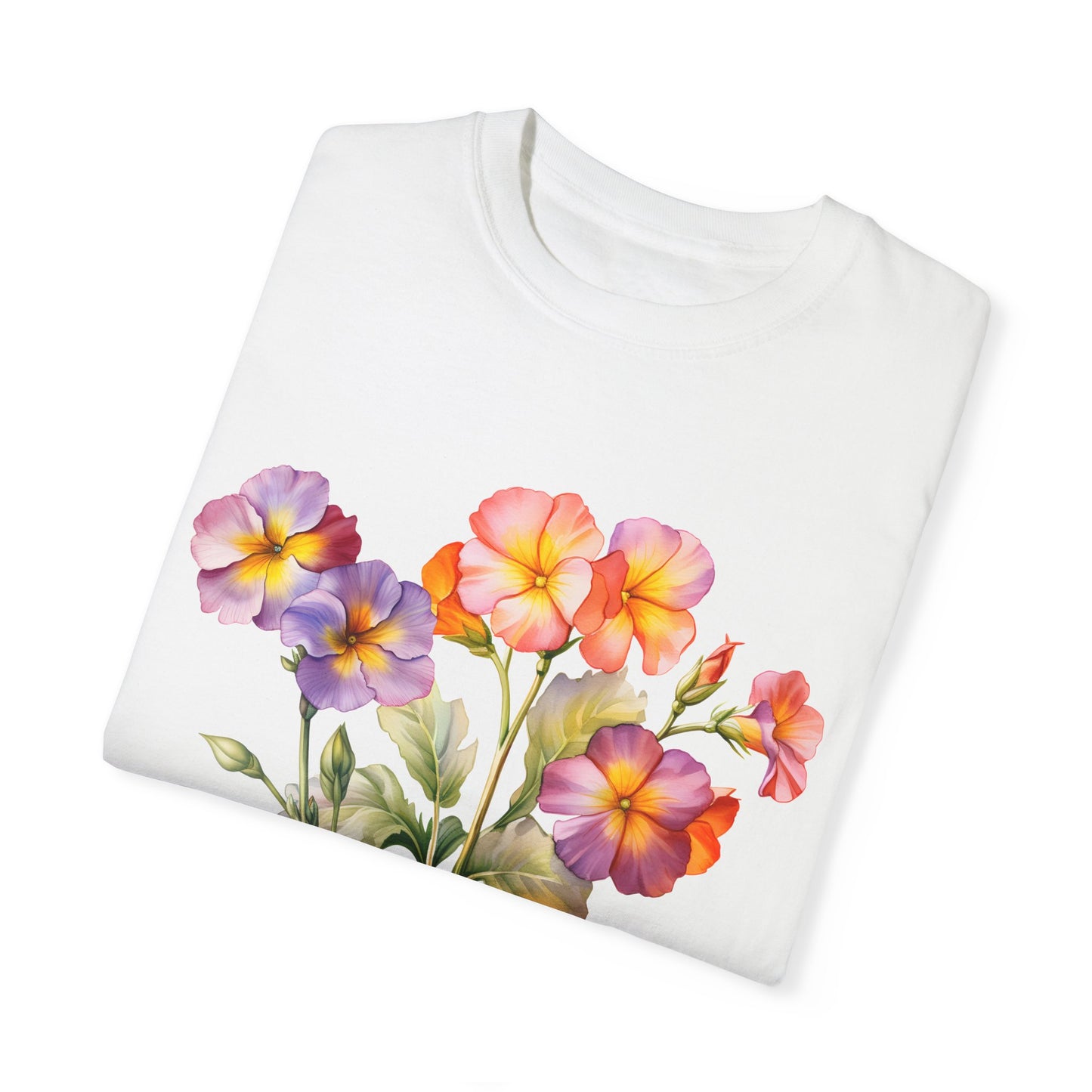 February Birth Flower "Primrose" - Unisex Garment-Dyed T-shirt