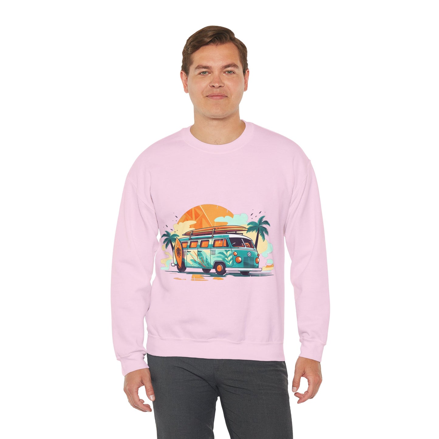 Retro Surf Van - Unisex Heavy Blend™ Crewneck Sweatshirt