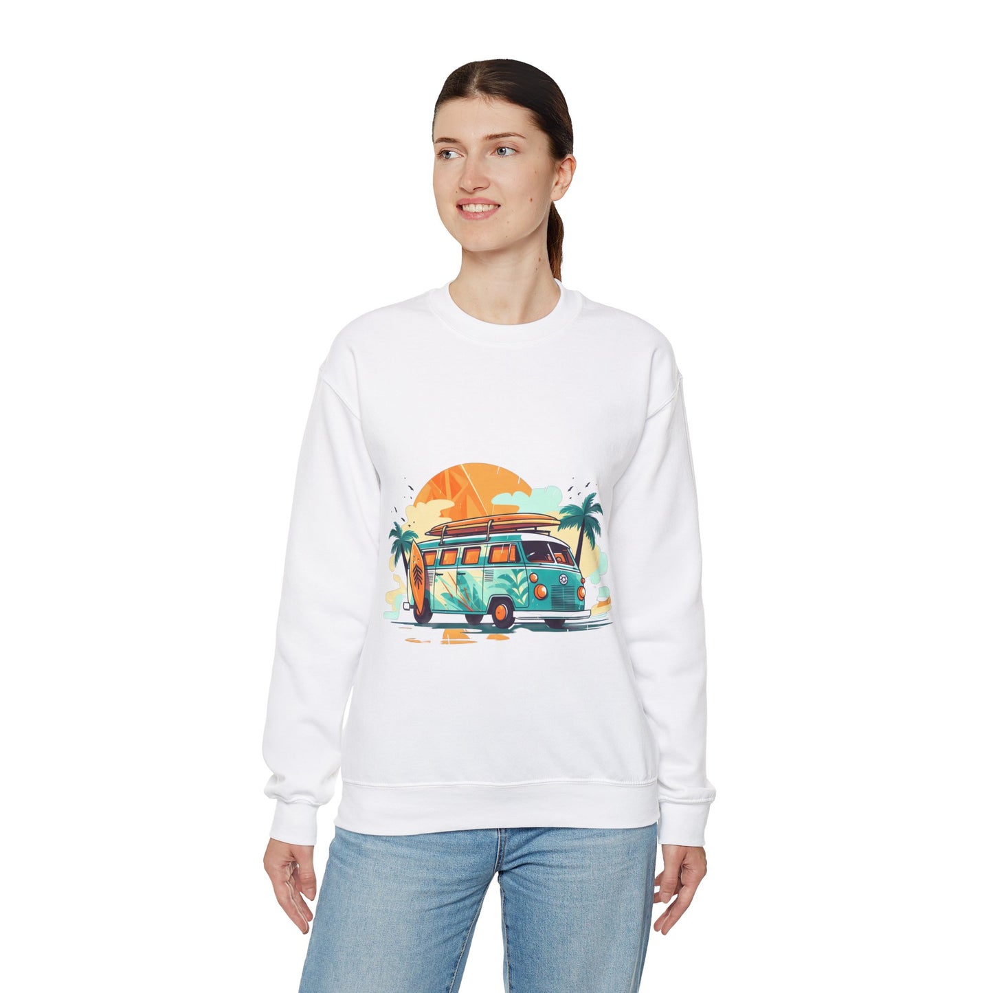 Retro Surf Van - Unisex Heavy Blend™ Crewneck Sweatshirt