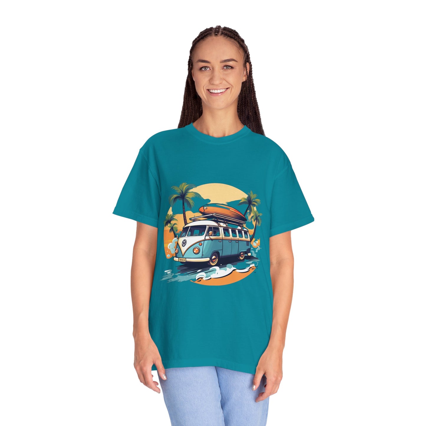 Retro Surf Van: Unisex Garment-Dyed T-shirt