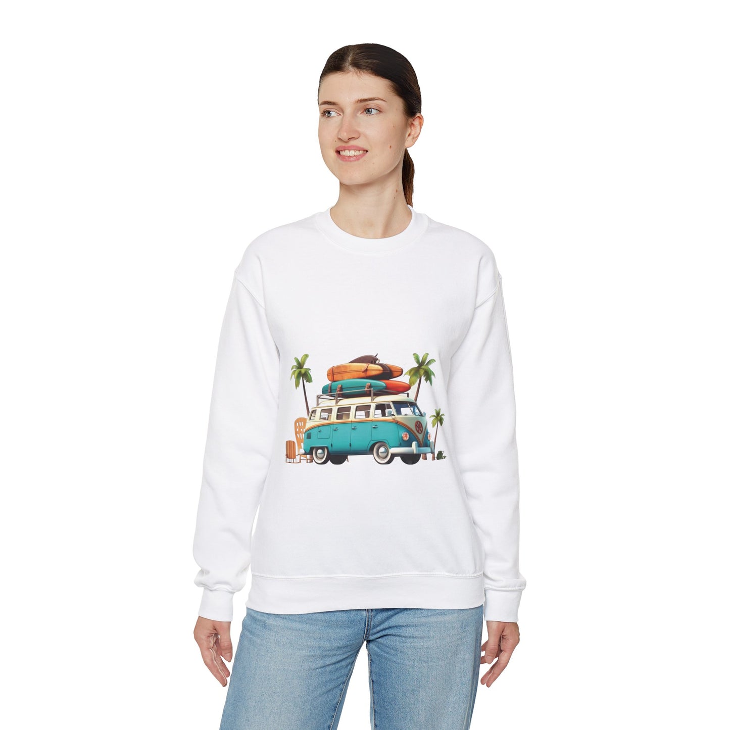 Retro Surf Van - Unisex Heavy Blend™ Crewneck Sweatshirt