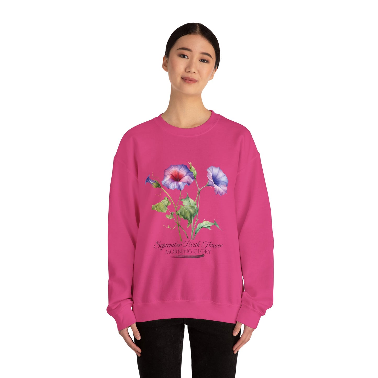 September Birth Flower (Morning Glory) - Unisex Heavy Blend™ Crewneck Sweatshirt