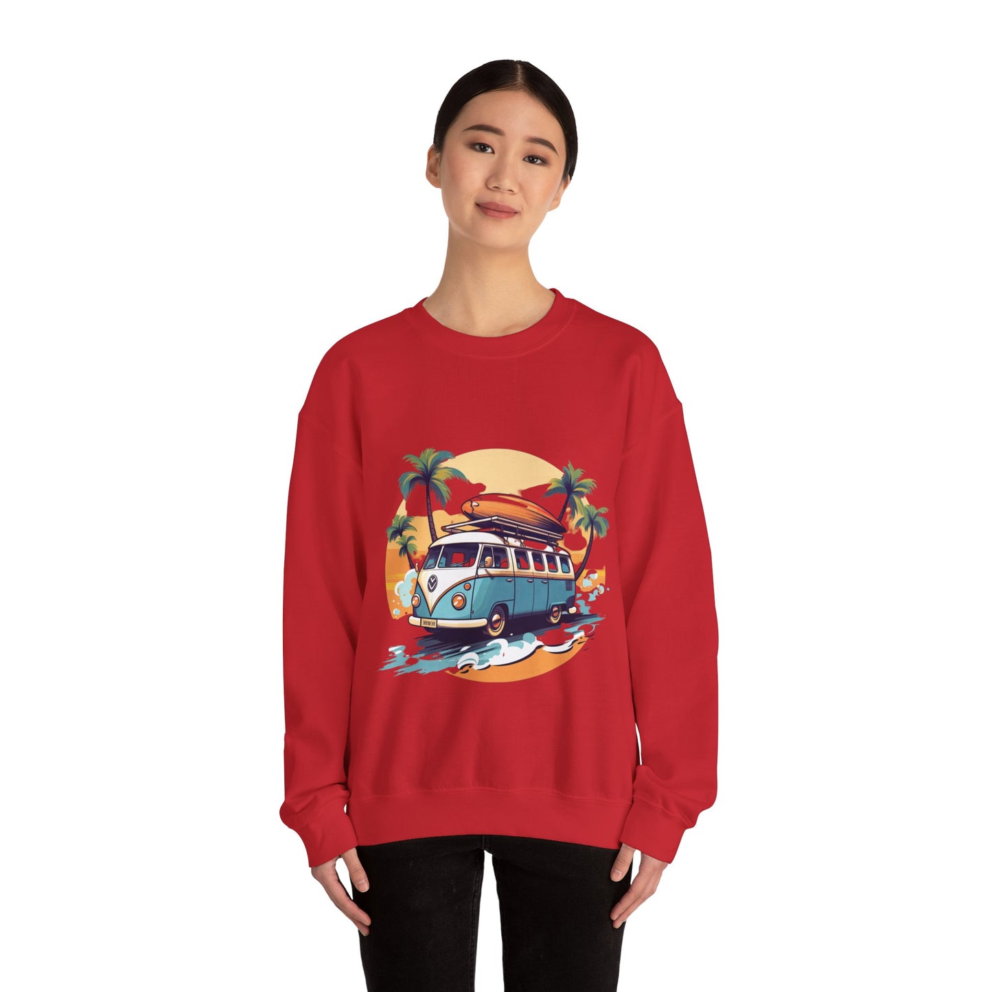 Retro Surf Van - Unisex Heavy Blend™ Crewneck Sweatshirt