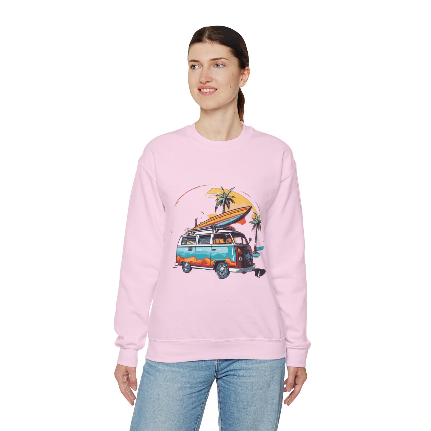 Retro Surf Van - Unisex Heavy Blend™ Crewneck Sweatshirt