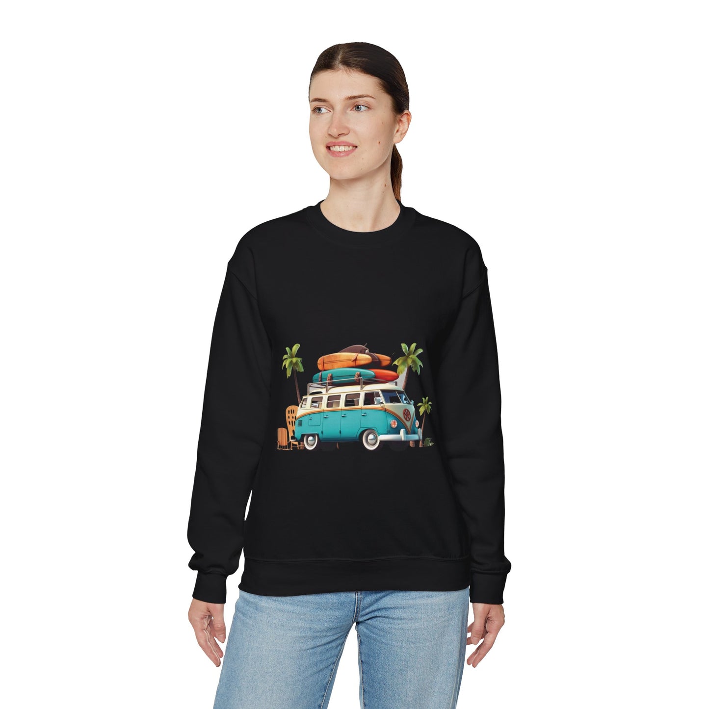 Retro Surf Van - Unisex Heavy Blend™ Crewneck Sweatshirt