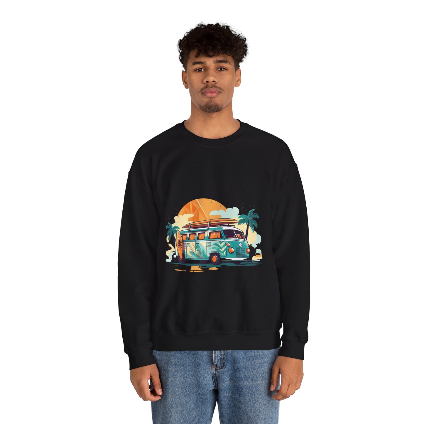 Retro Surf Van - Unisex Heavy Blend™ Crewneck Sweatshirt