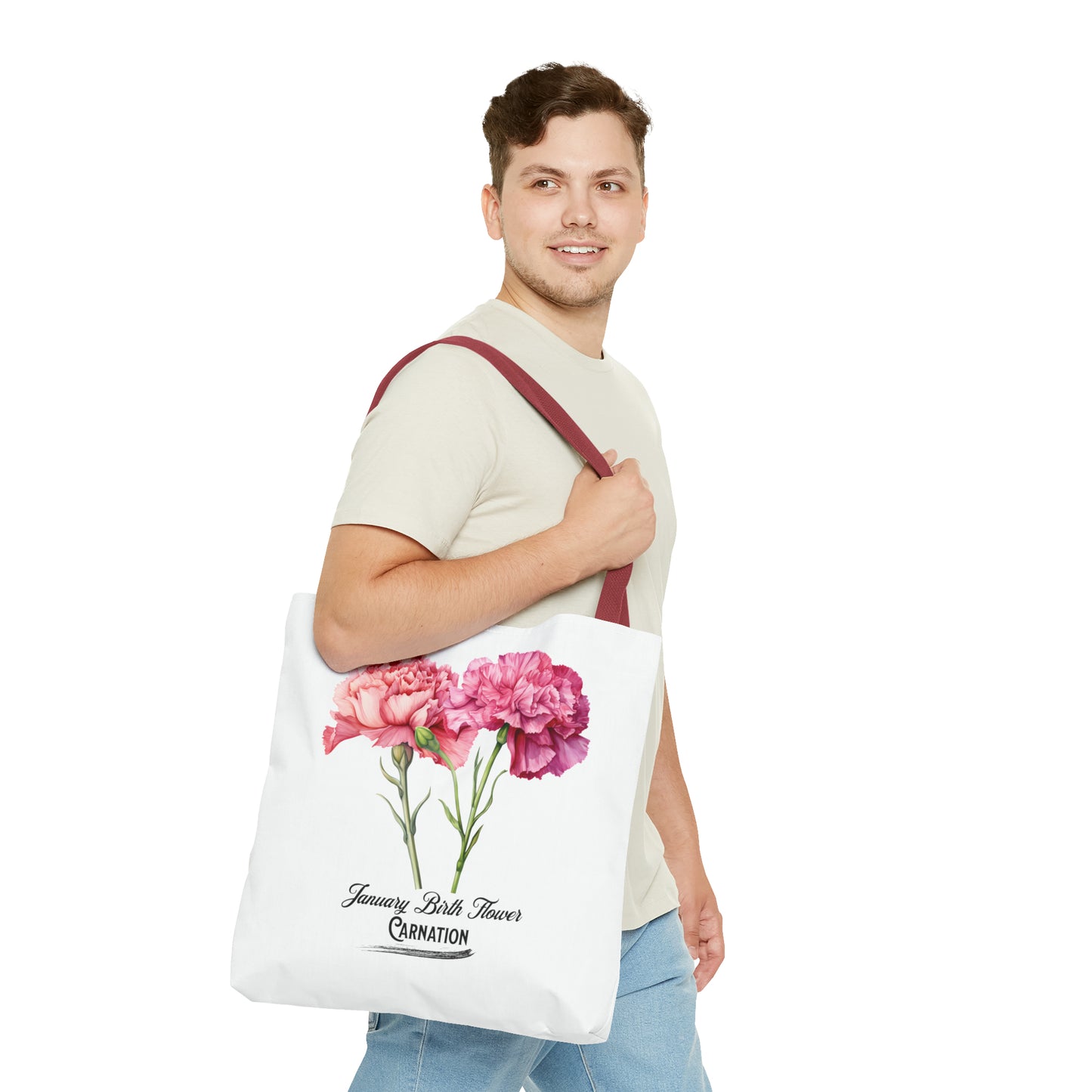 January Birth Flower: Carnation - Tote Bag (AOP)