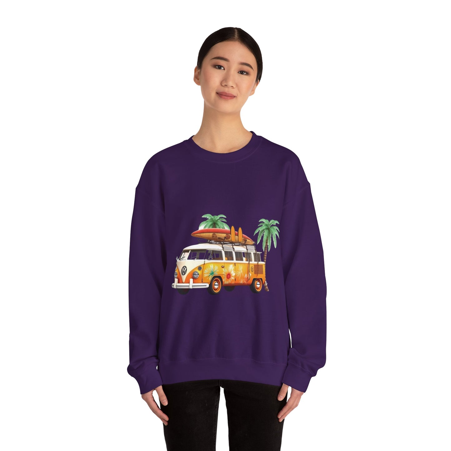 Retro Surf Van - Unisex Heavy Blend™ Crewneck Sweatshirt