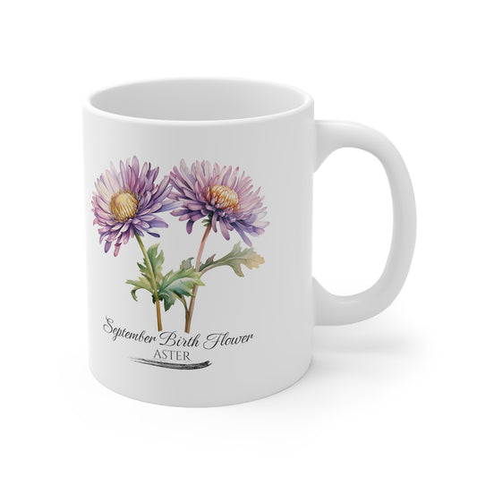 September Birth Flower (Aster): Ceramic Mug 11oz