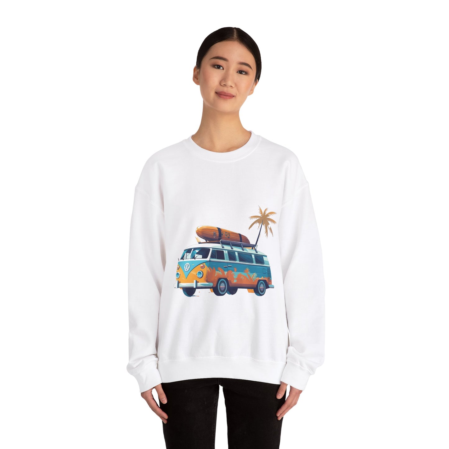 Retro Surf Van - Unisex Heavy Blend™ Crewneck Sweatshirt