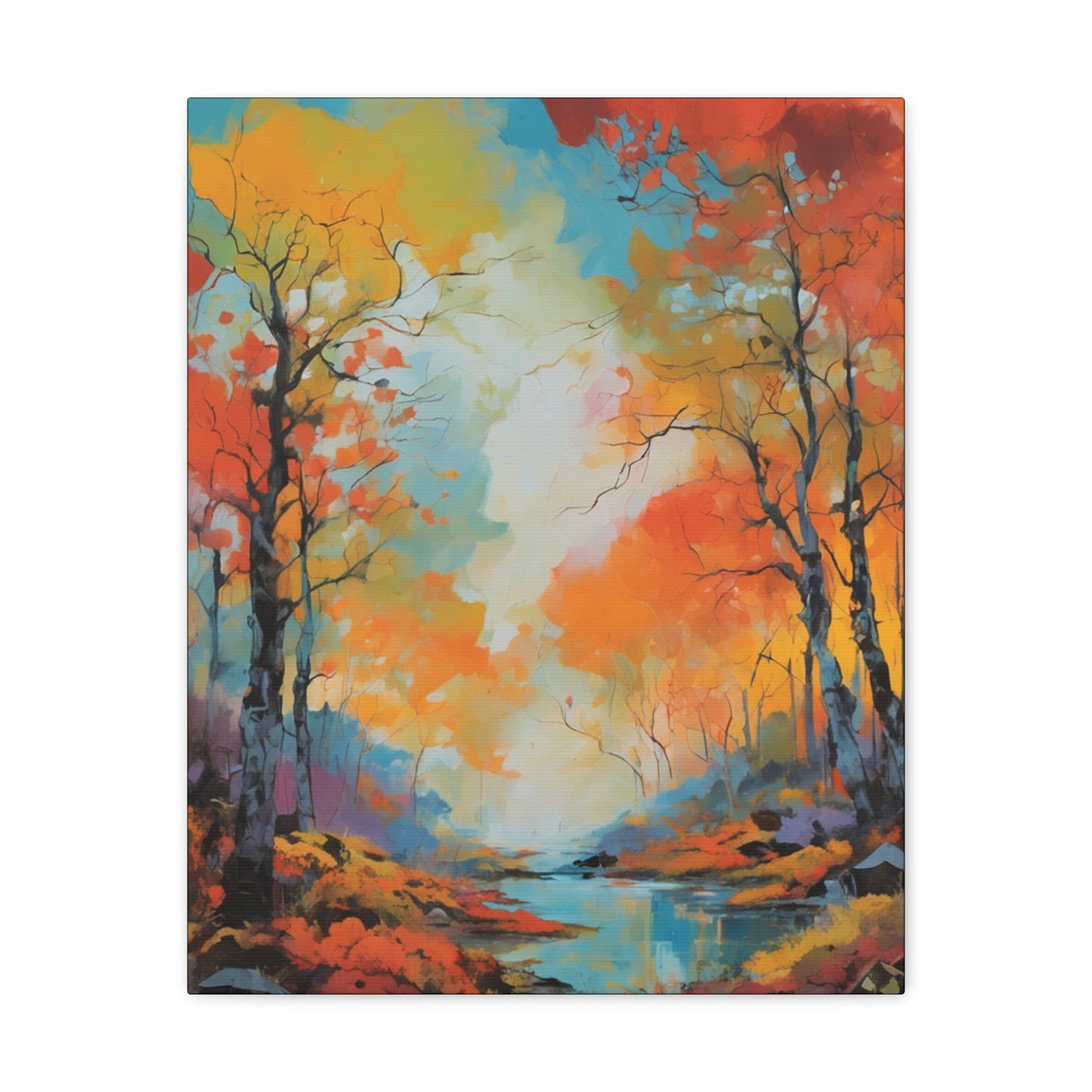 Fall Season Creek: Canvas Gallery Wraps