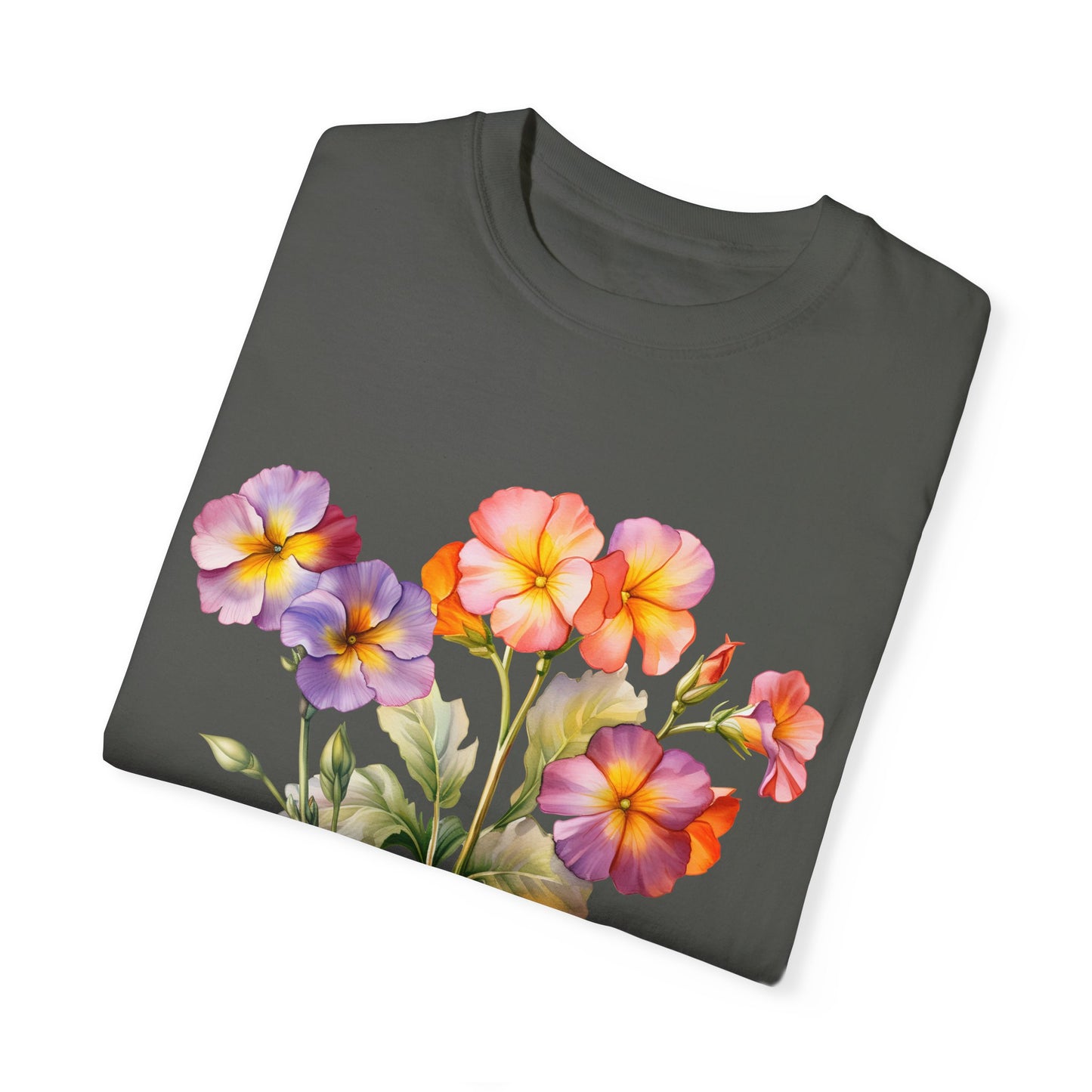 February Birth Flower "Primrose" - Unisex Garment-Dyed T-shirt