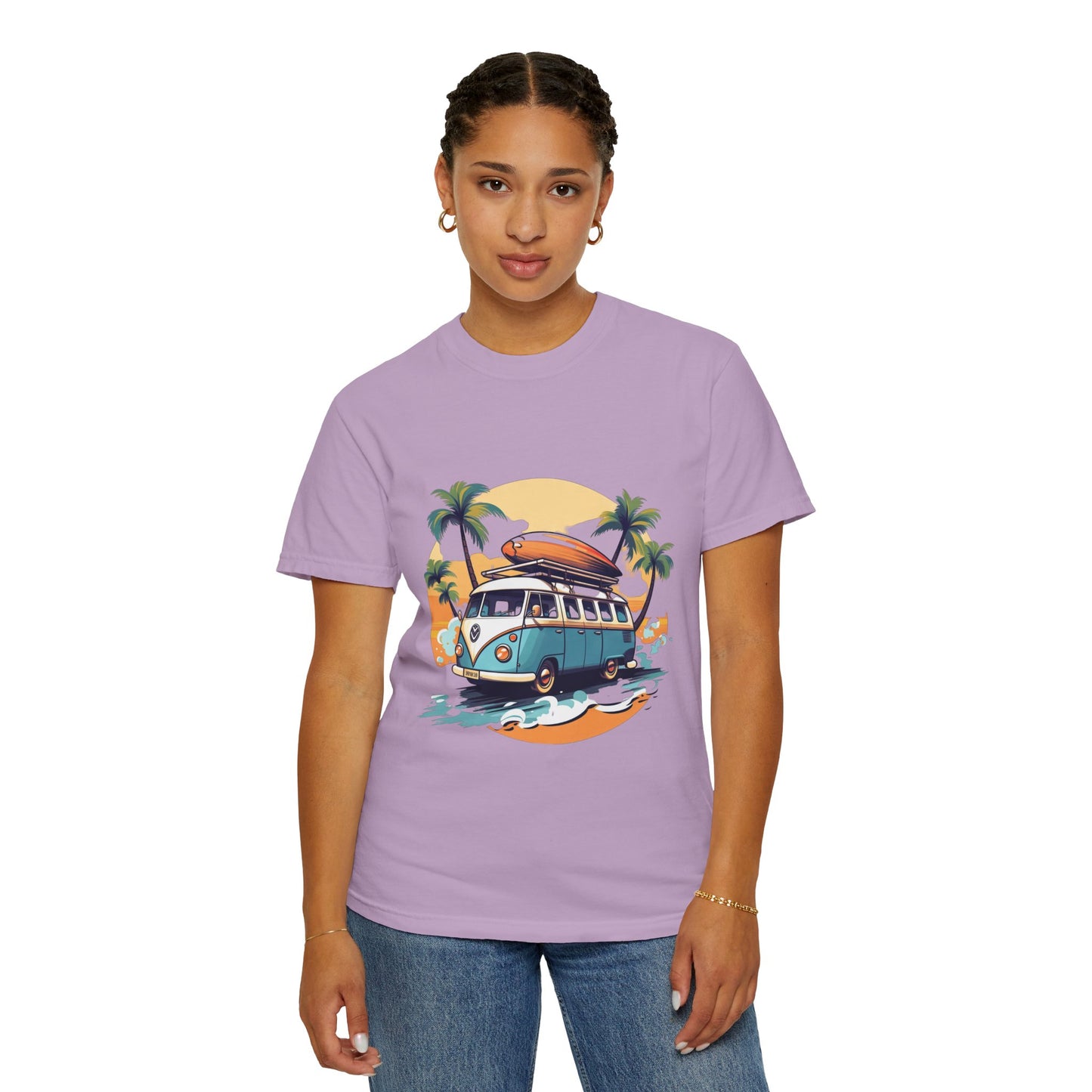 Retro Surf Van: Unisex Garment-Dyed T-shirt