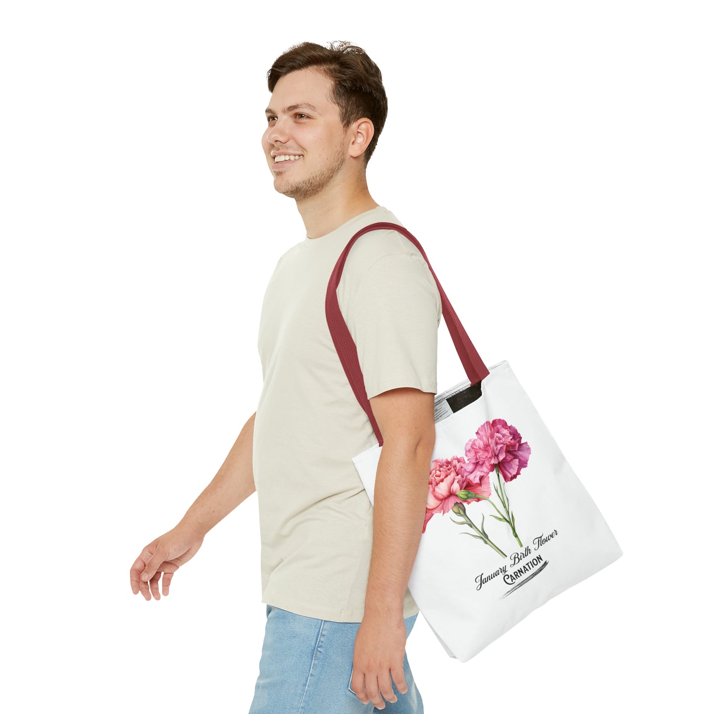 January Birth Flower: Carnation - Tote Bag (AOP)