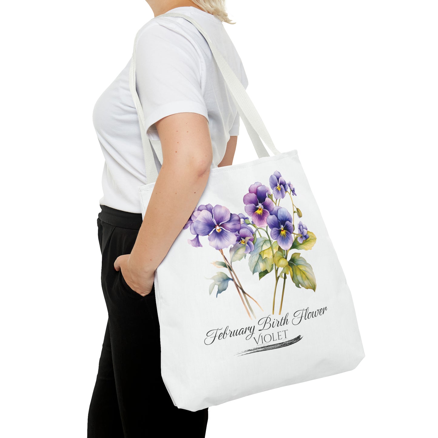 February Birth Flower: Violet - Tote Bag (AOP)