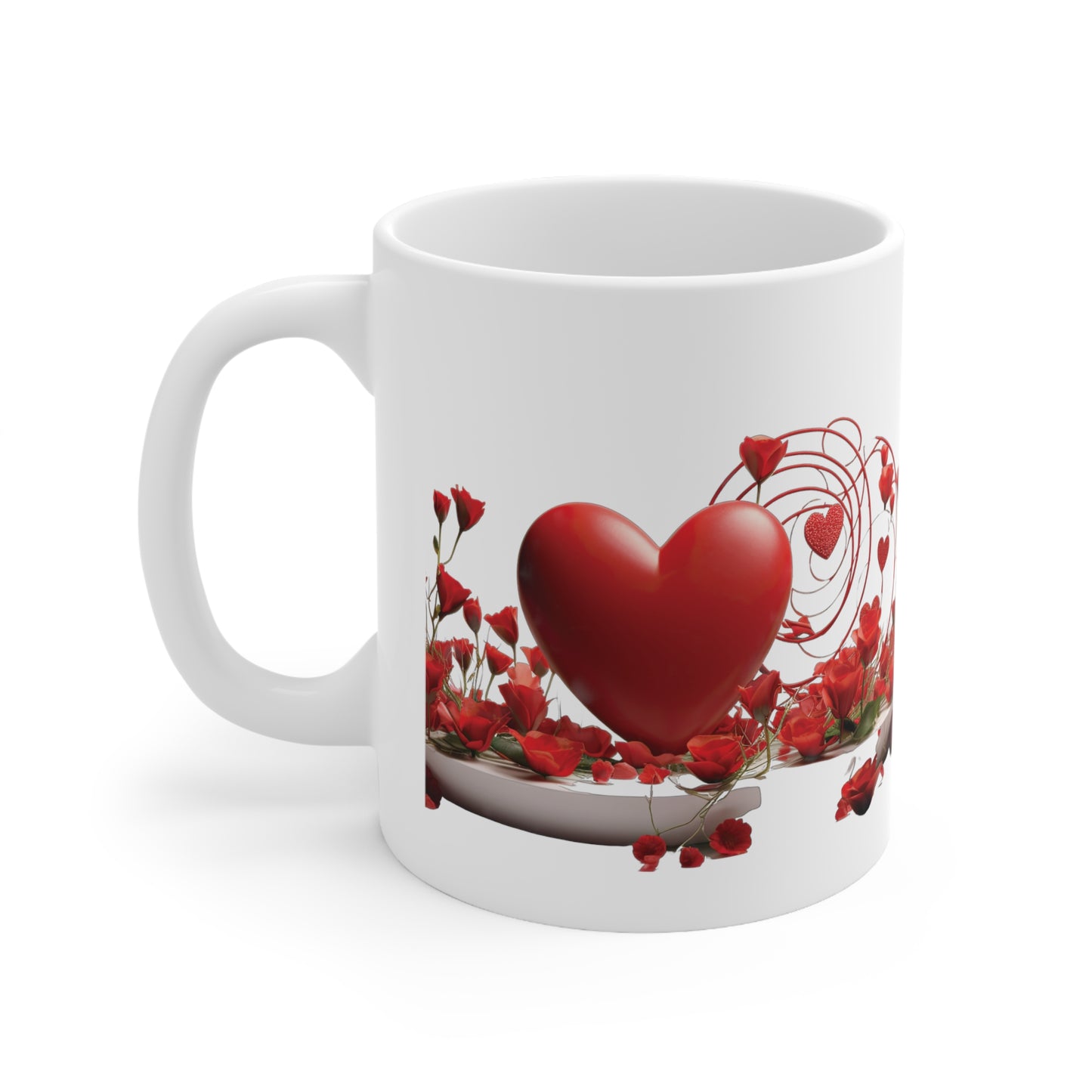 Valentine's Rose Heart: Ceramic Mug 11oz