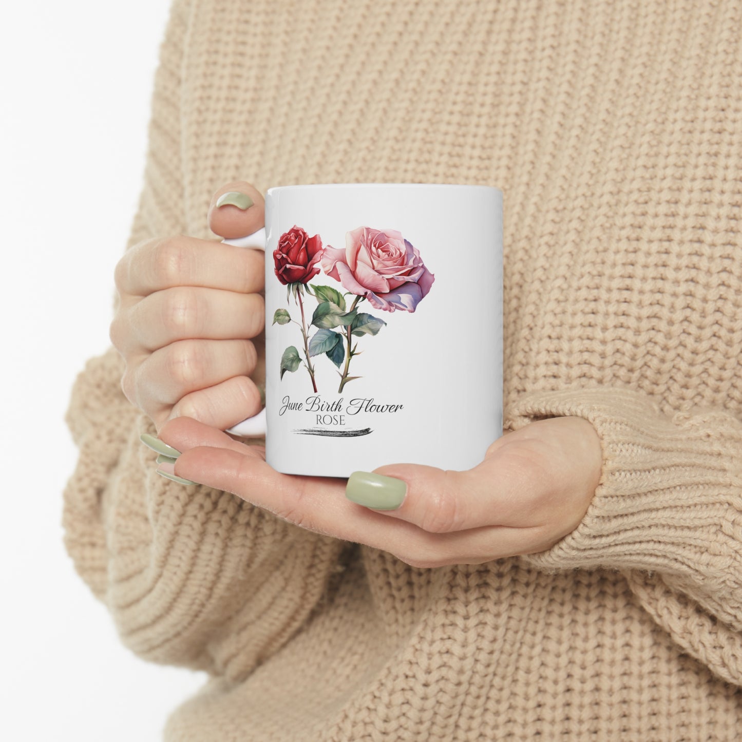 June Birth Flower (Rose): Ceramic Mug 11oz