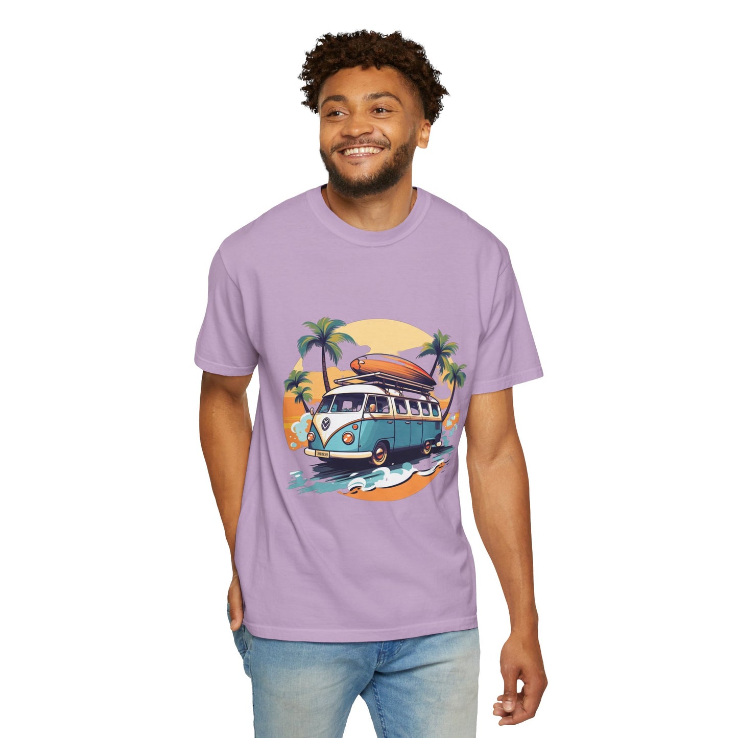 Retro Surf Van: Unisex Garment-Dyed T-shirt