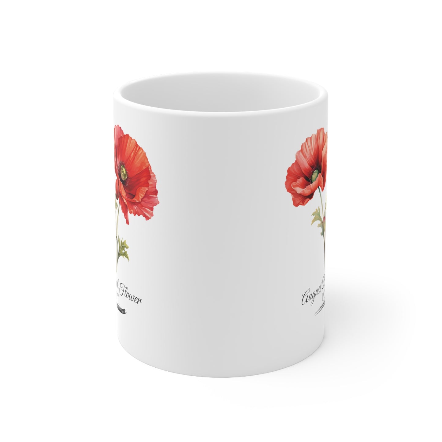 August Birth Flower (Poppy): Ceramic Mug 11oz