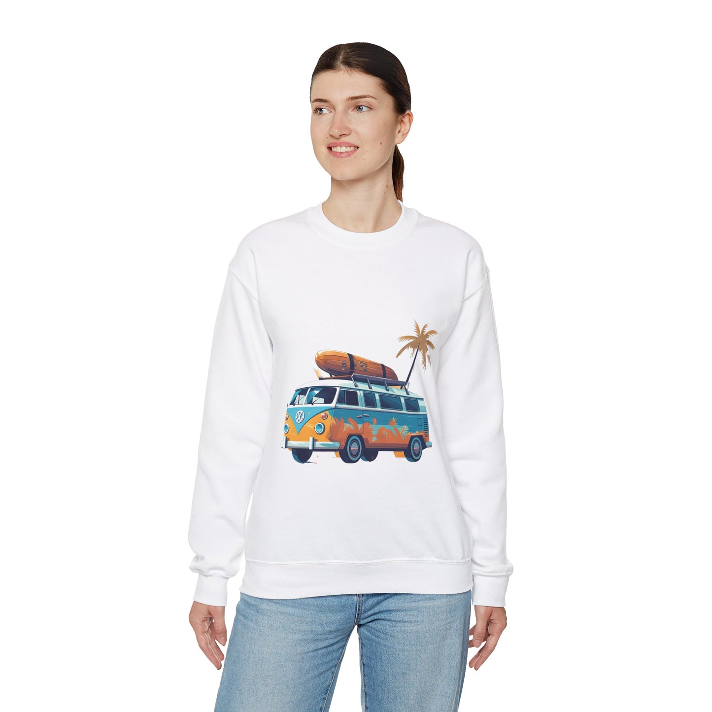 Retro Surf Van - Unisex Heavy Blend™ Crewneck Sweatshirt