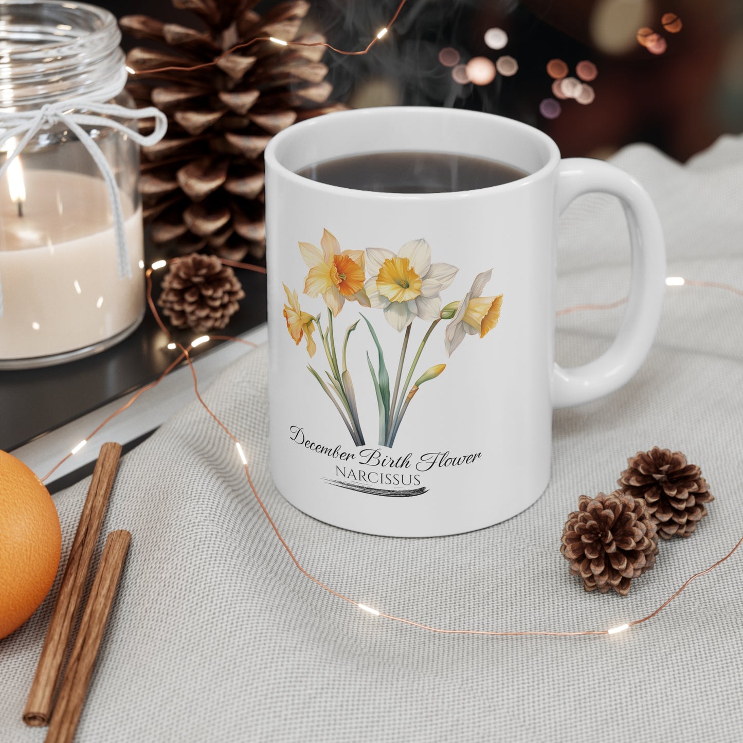 December Birth Flower (Narcissus): Ceramic Mug 11oz