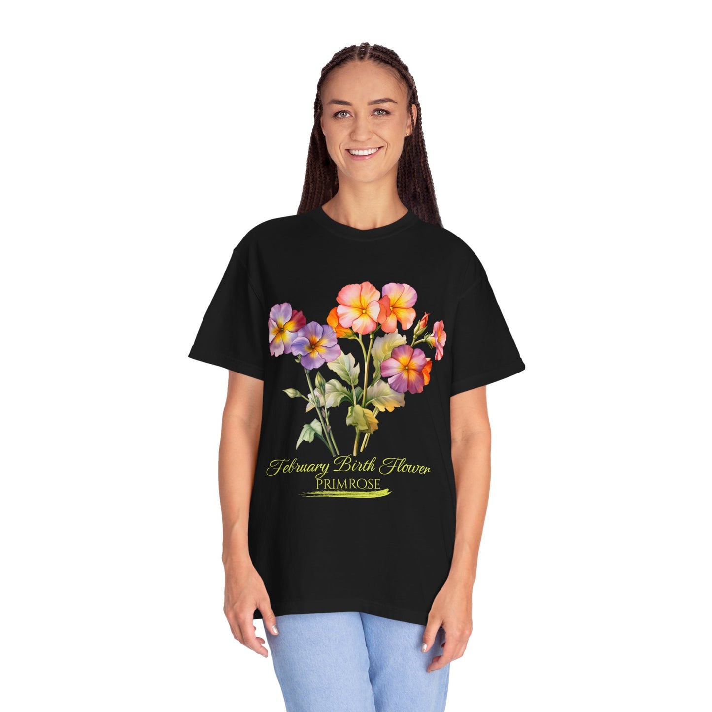 February Birth Flower "Violet" (For Dark Print) Unisex Garment-Dyed T-shirt