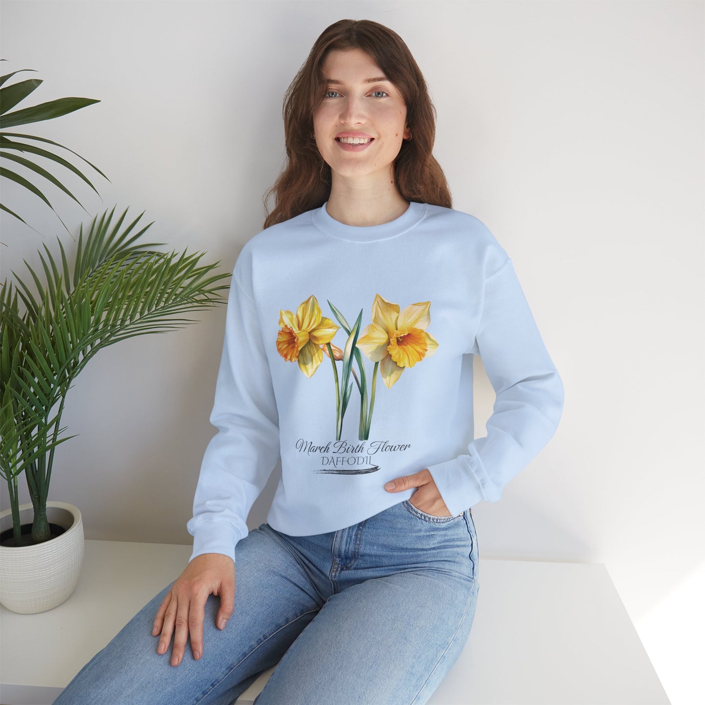 March Birth Flower (Daffodil) - Unisex Heavy Blend™ Crewneck Sweatshirt