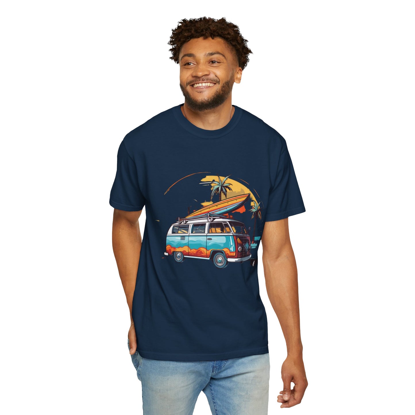 Retro Surf Van: Unisex Garment-Dyed T-shirt