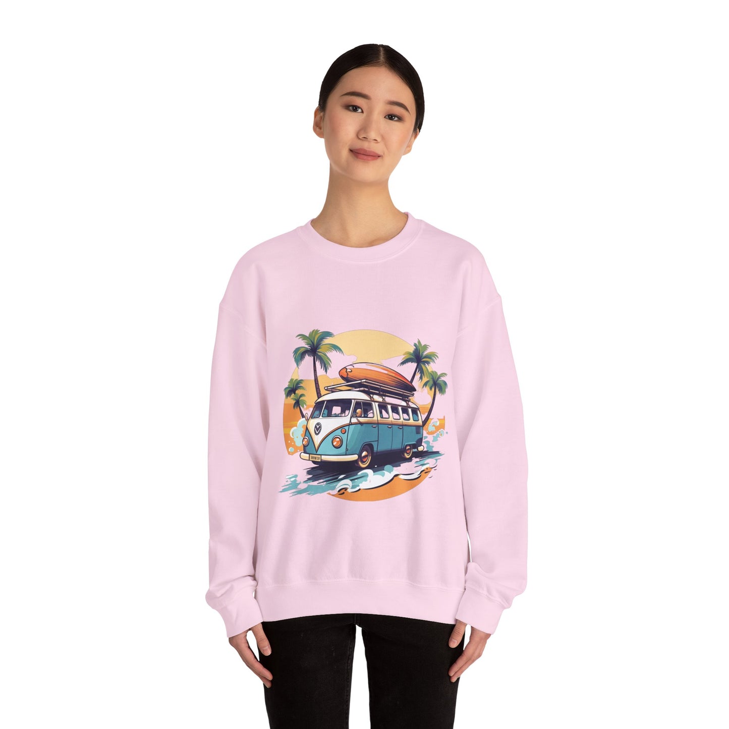 Retro Surf Van - Unisex Heavy Blend™ Crewneck Sweatshirt