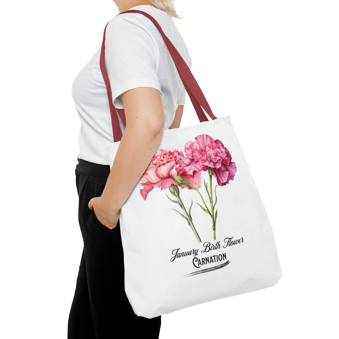 January Birth Flower: Carnation - Tote Bag (AOP)