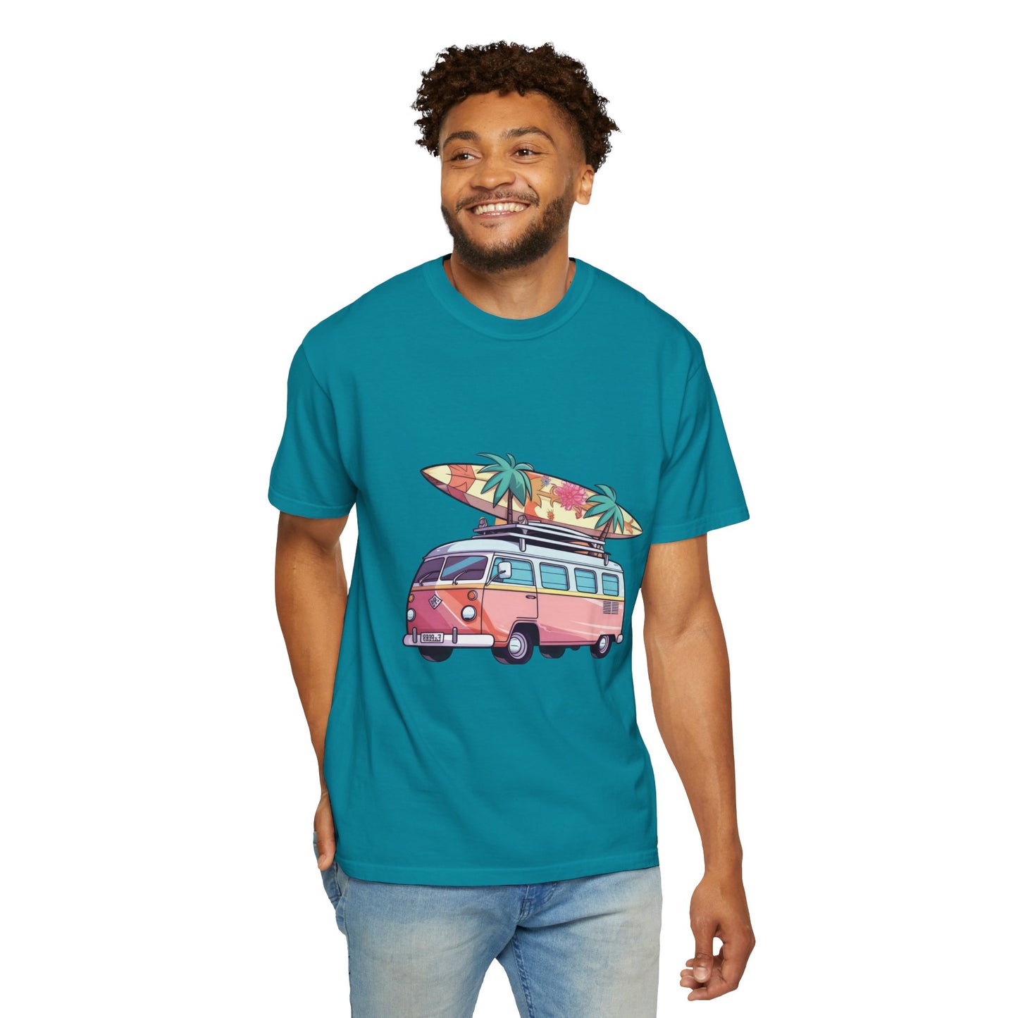 Retro Surf Van: Unisex Garment-Dyed T-shirt